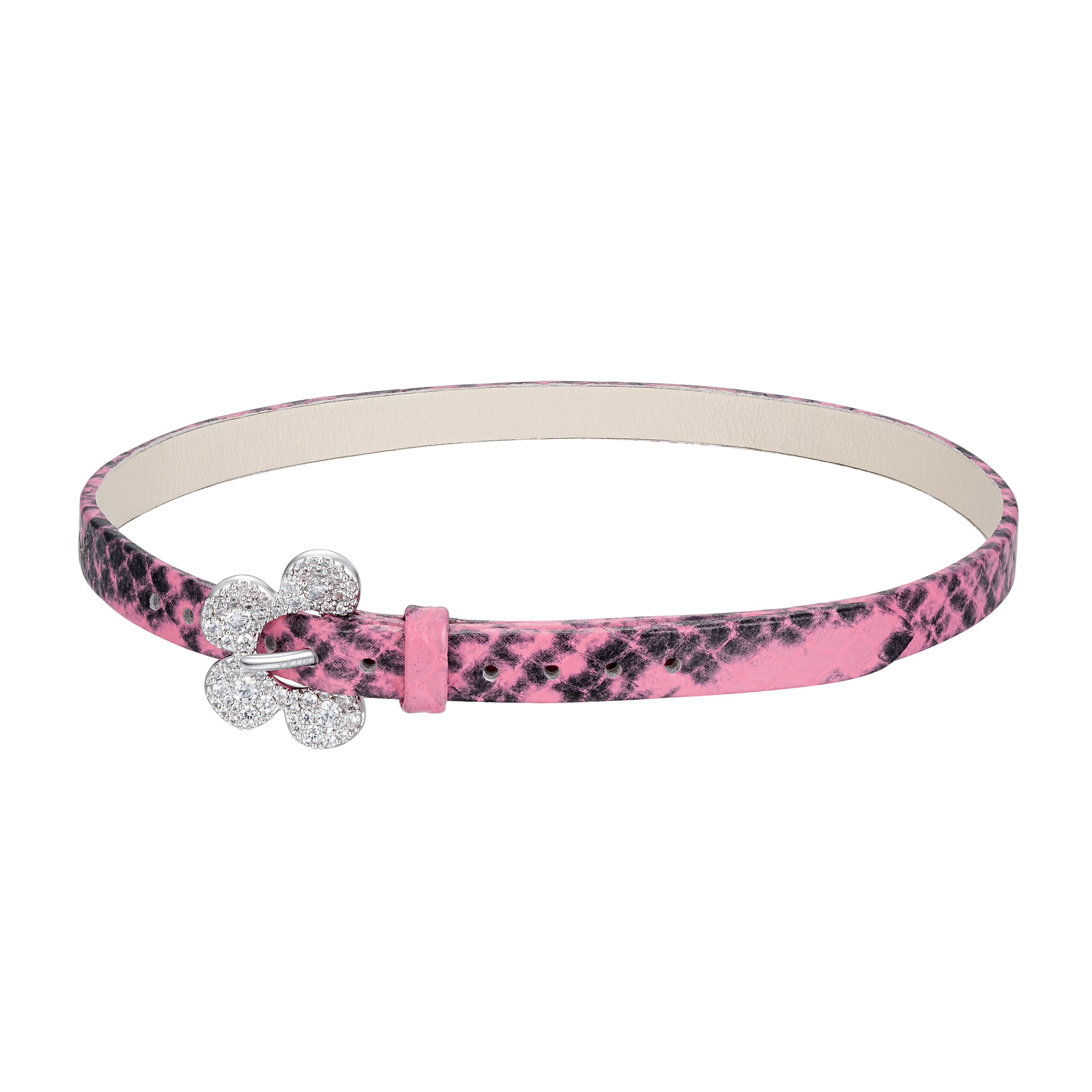 Pavé Flower Buckle Belt Choker Pink