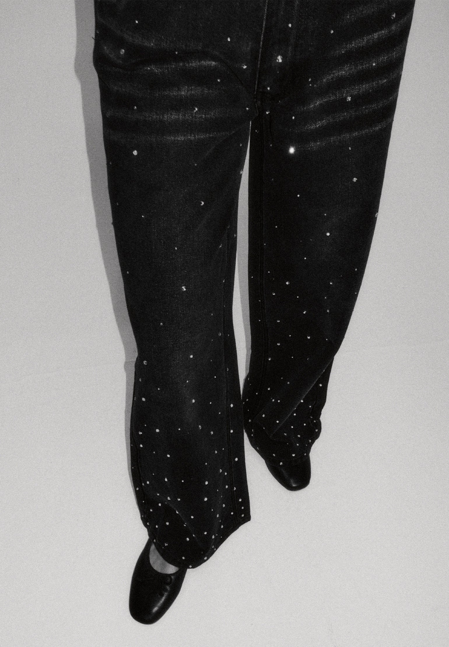 Crystallised Wide Leg Denim Black