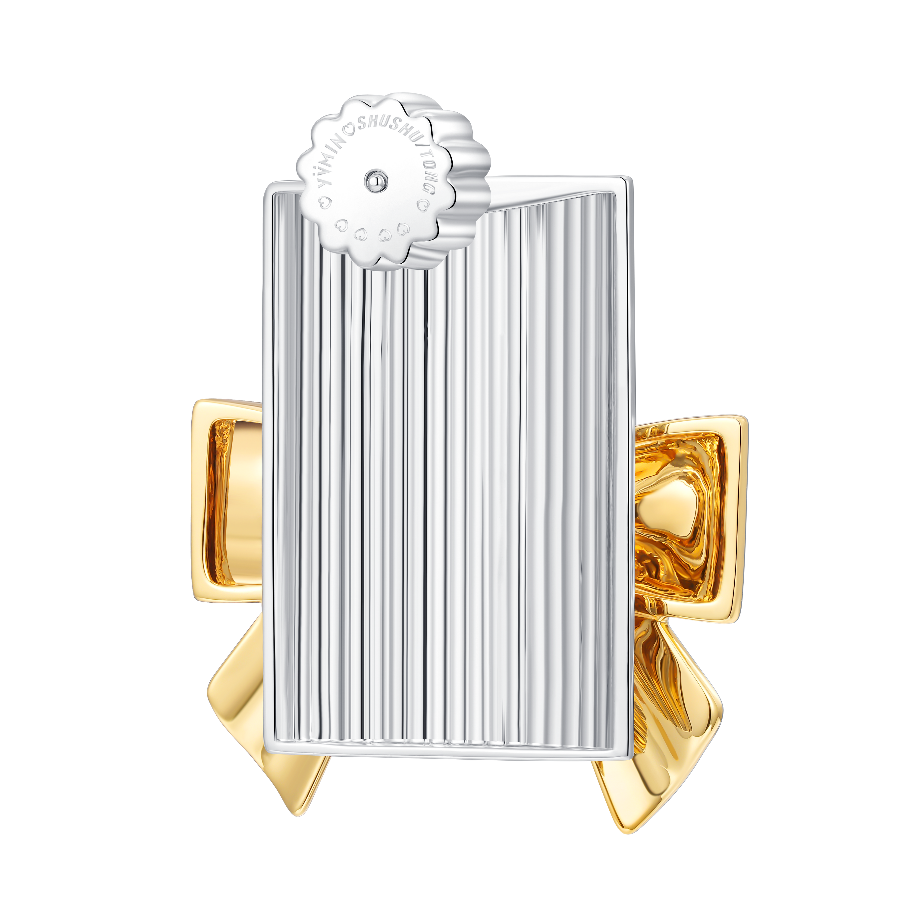 Bow-Adorned Square Stud Earrings Gold