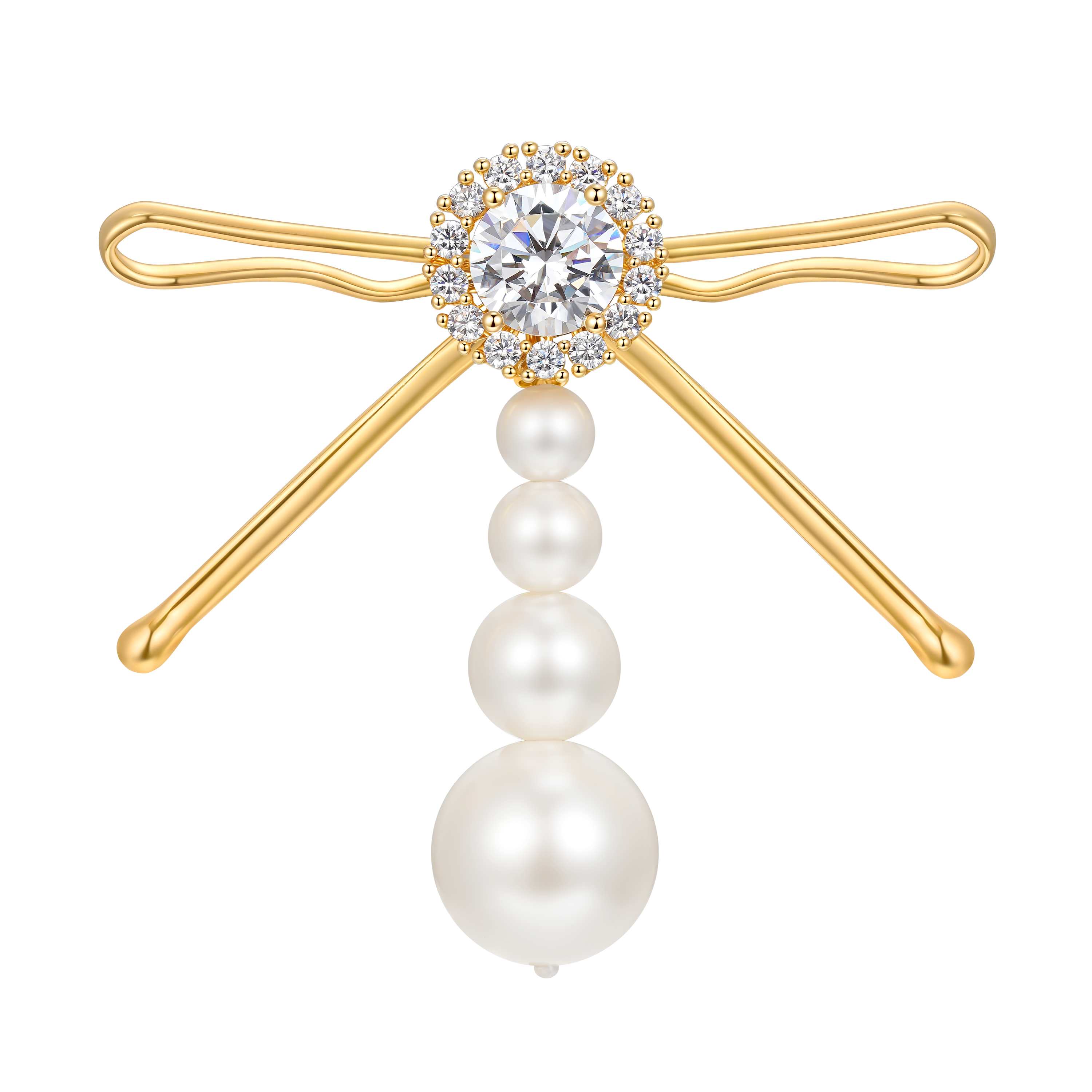 Hair Clip Patchwork Bow Pearl Tassel Stud Earrings Gold