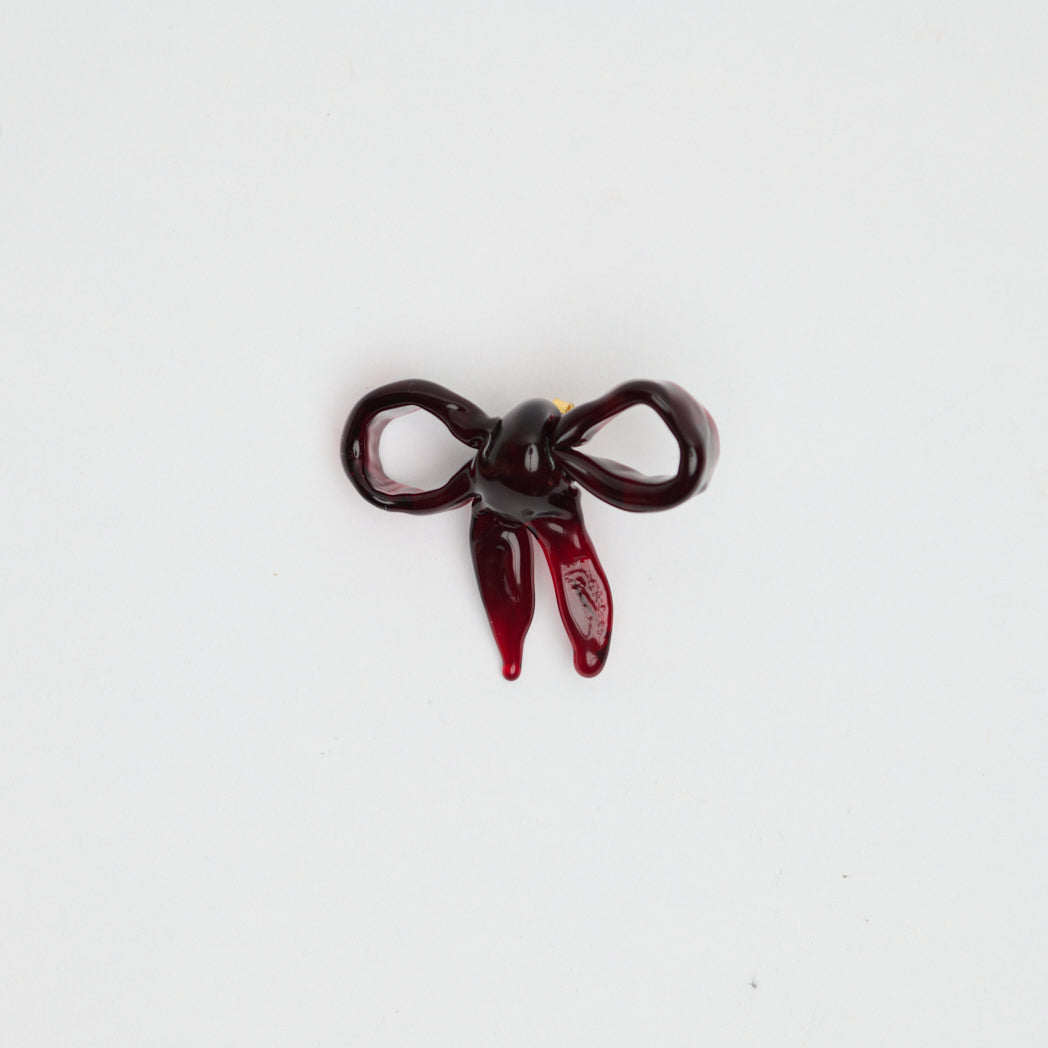 Glass Bow Earrings Red