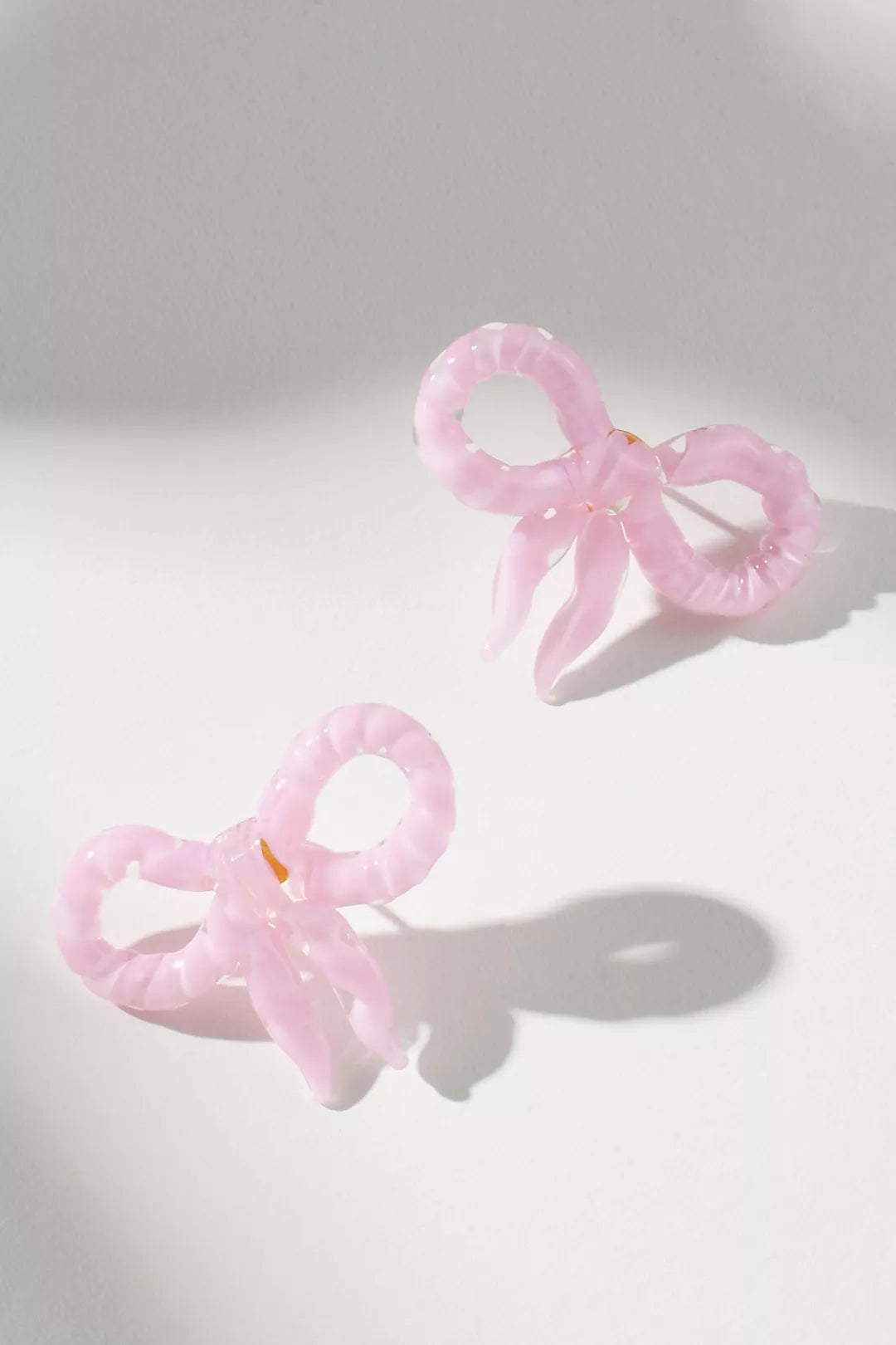 Glass Bow Earrings Pink