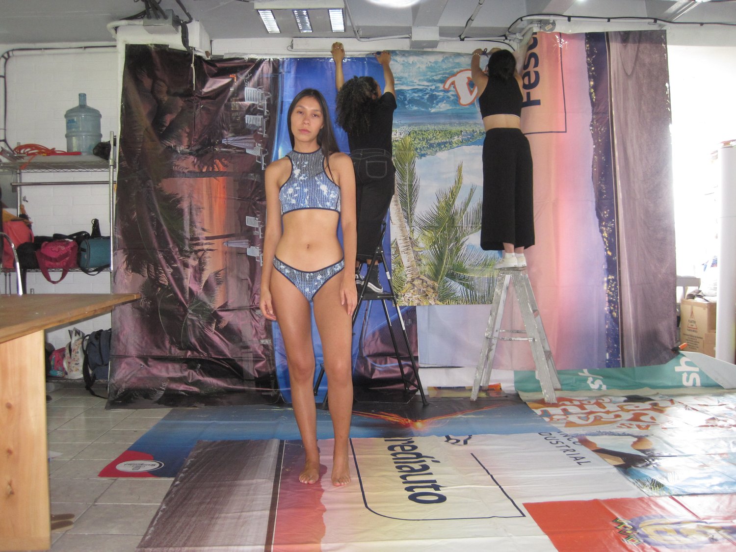 Jasmine Screen Printed Stretch Weave Crop Top Bikini