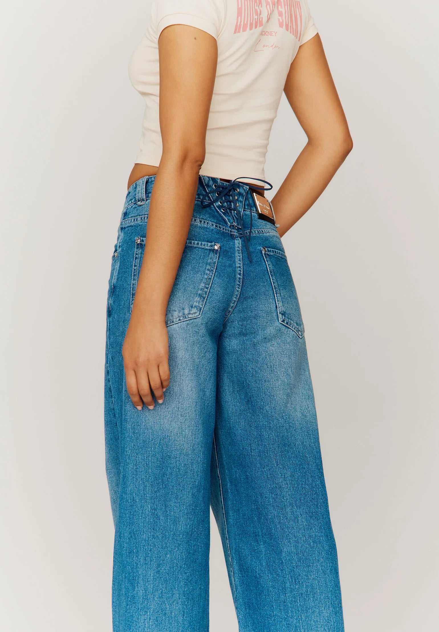 Low Rise Wide Leg Denim Blue