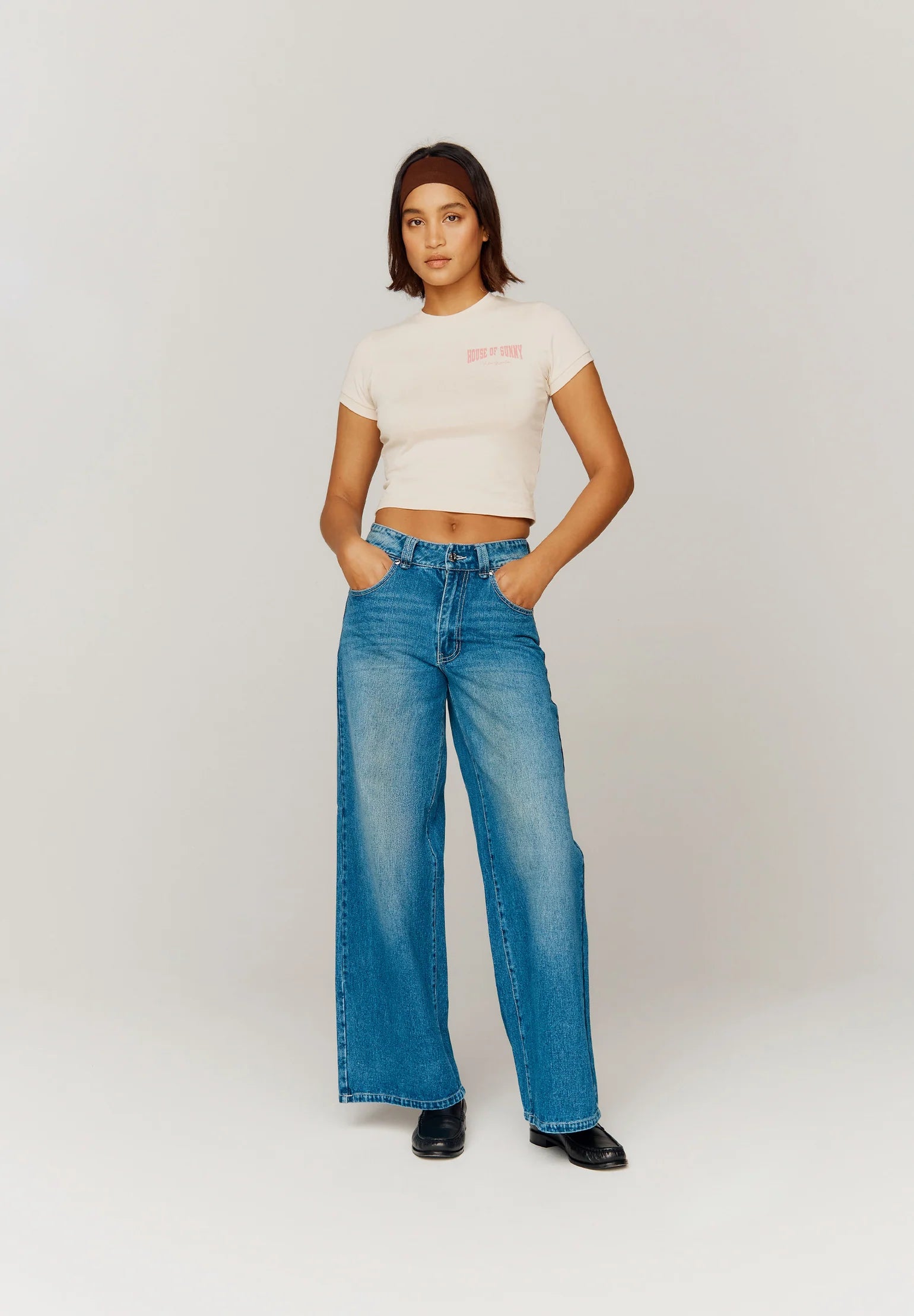 Low Rise Wide Leg Denim Blue