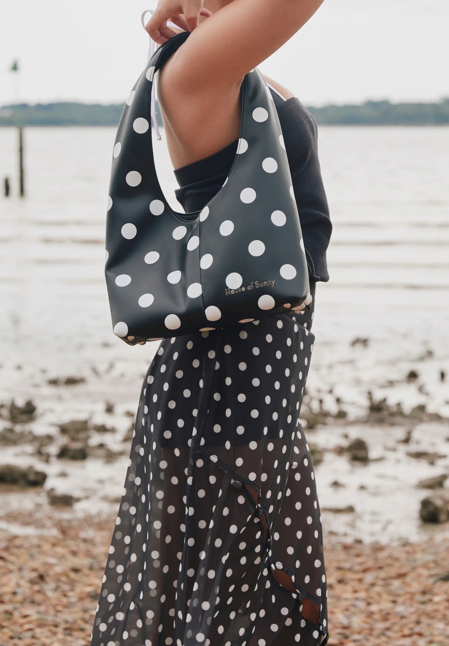 Polka Dot Mesh Printed Skirt