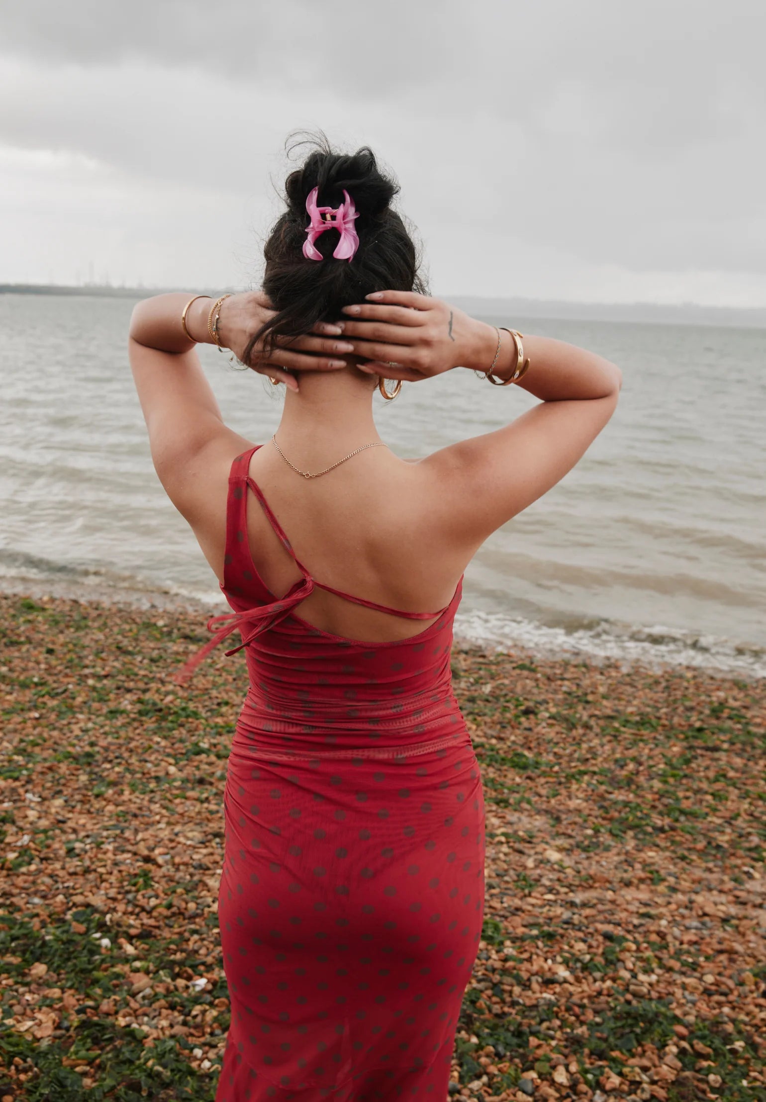 Polka Dot Asymmetric Dress