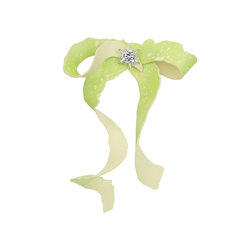 Apple Peel Bow Gemstone Stud Earring Green